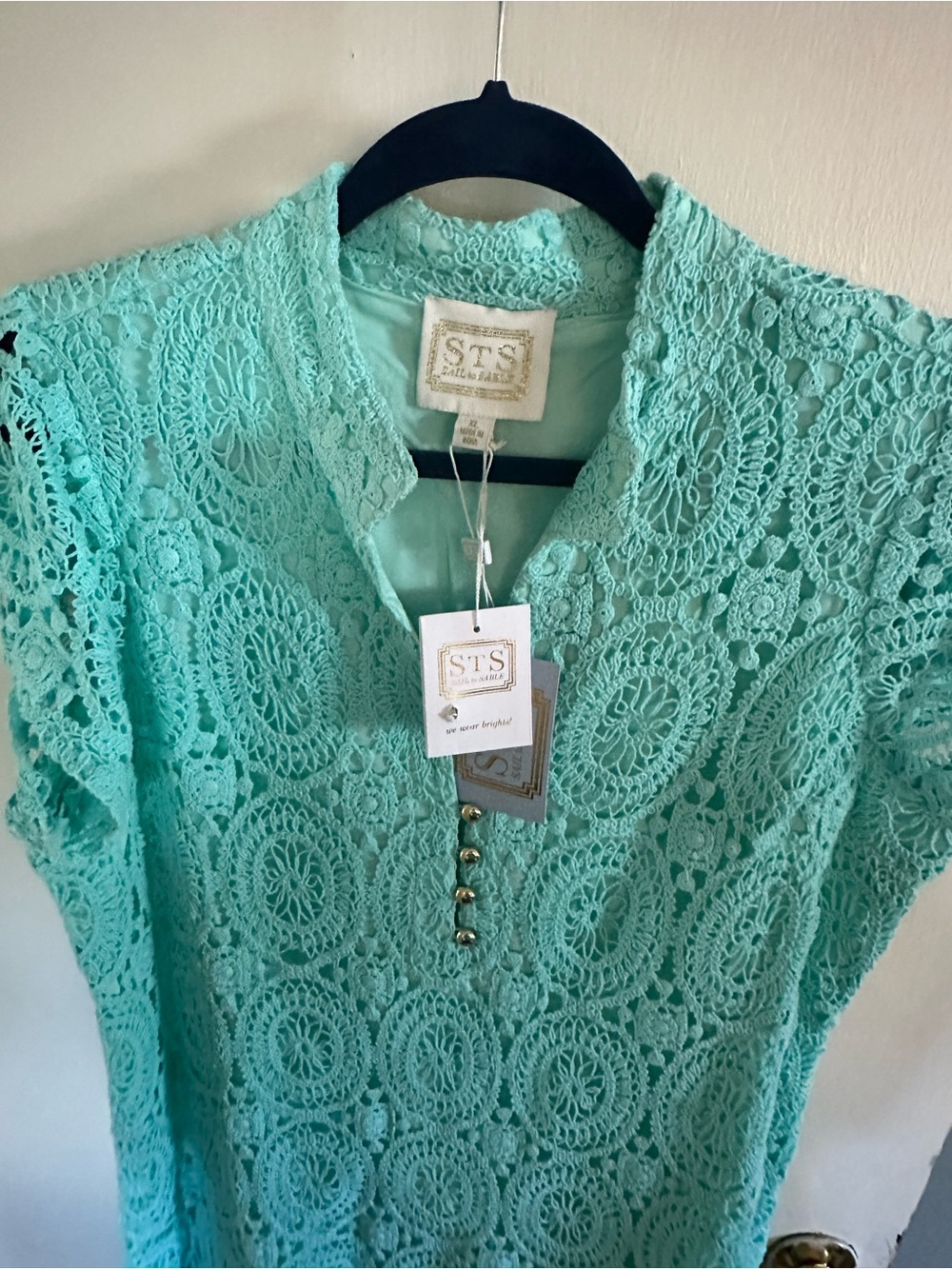 BNWT Sail to Sable Mint Crochet Lace Short Sleeve Midi Dress - Picture 8 of 9